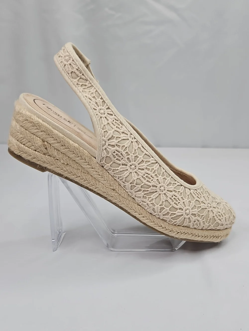 Lifestride Kayden Espadrille Cream/Tan  Wedge Pump Sandal Size 8.5 W